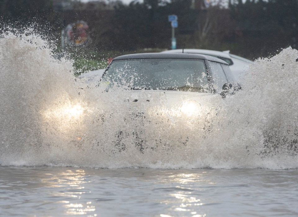 A motorist makes a splash in Hartlepool earlier this week