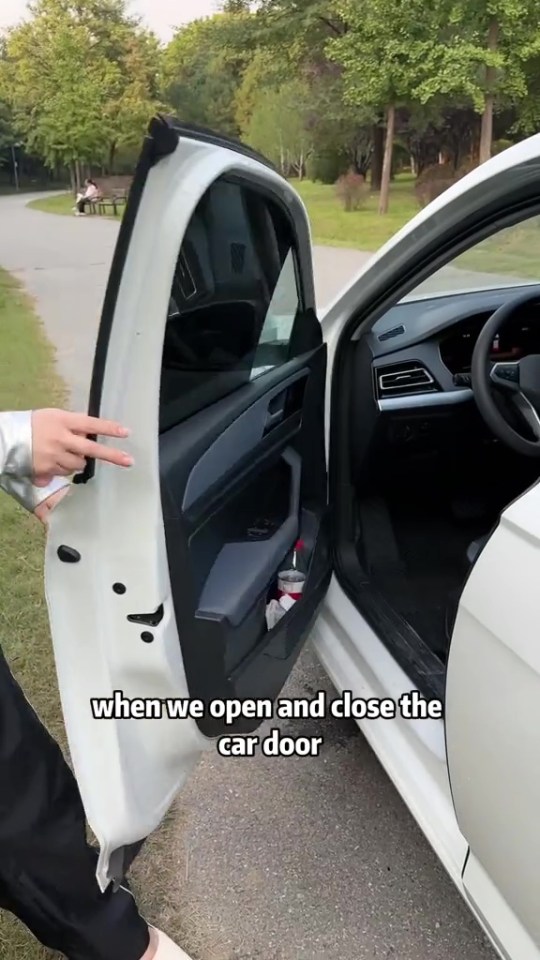 a person is opening and closing the car door