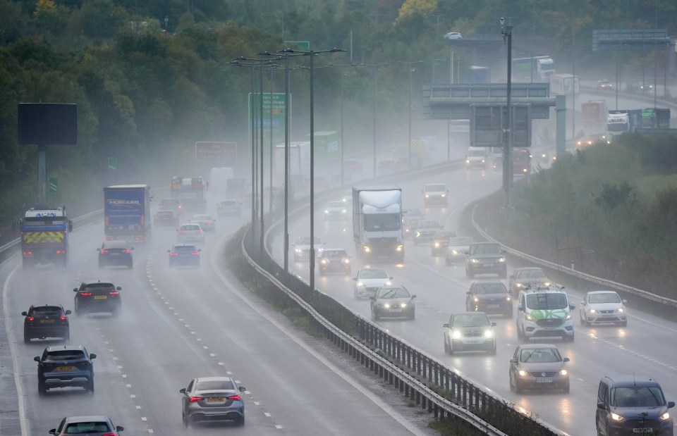 Motorists drive along the A14 near Kettering in Northamptonshire