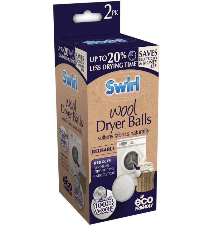 Pictured above, the pack of 2 Wool Dryer Balls are available at Wilko