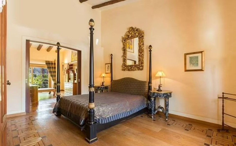 Here's one of the bedrooms of the property, which boasts high ceilings