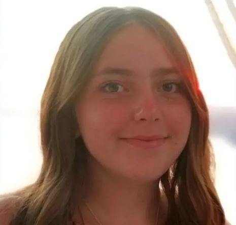 a young girl with long brown hair is smiling for the camera .