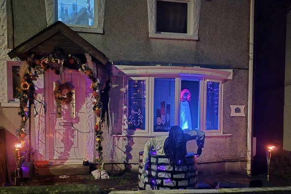 Dan and Kirsty Macklin took inspiration from horror movie The Ring for their haunted house, pictured, ahead of Halloween