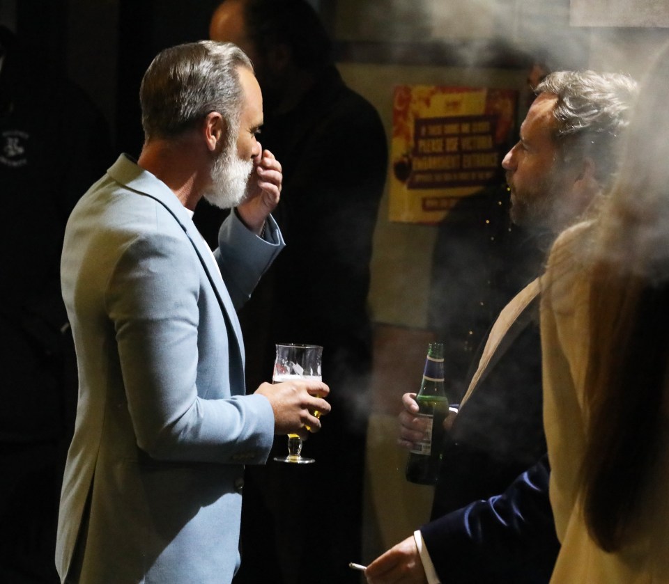 Peter Ash enjoyed a beer and cigarette as he talked to co-star Daniel Brocklebank