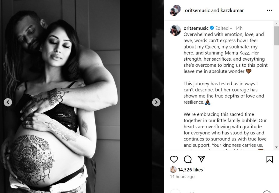 The couple announced their baby news last week