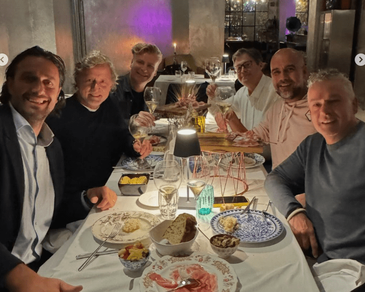 Pep Guardiola enjoyed an Italian dinner with Luca Toni and Roberto Baggio and friends