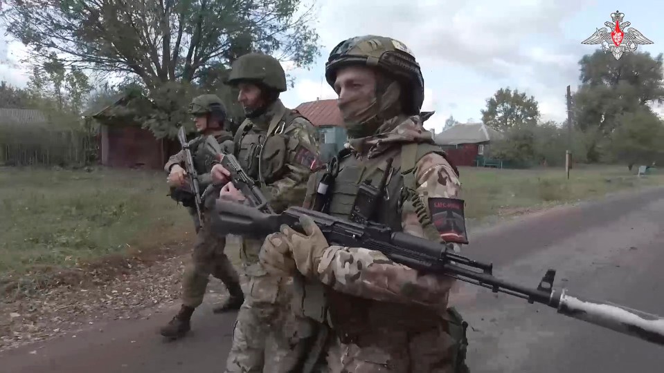 Footage released by the Russian Defense Ministry shows Russian soldiers patrolling a village in Kursk