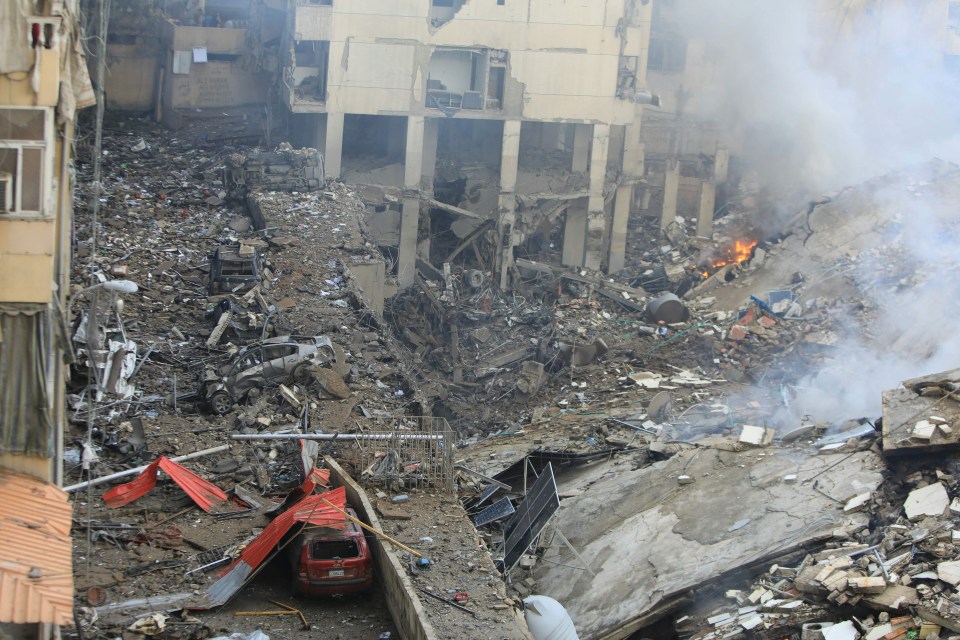 The aftermath of an overnight Israeli airstrike on the Laylaki neighbourhood in Beirut