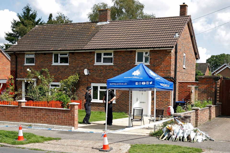 A police cordon around the home where Sara was found dead