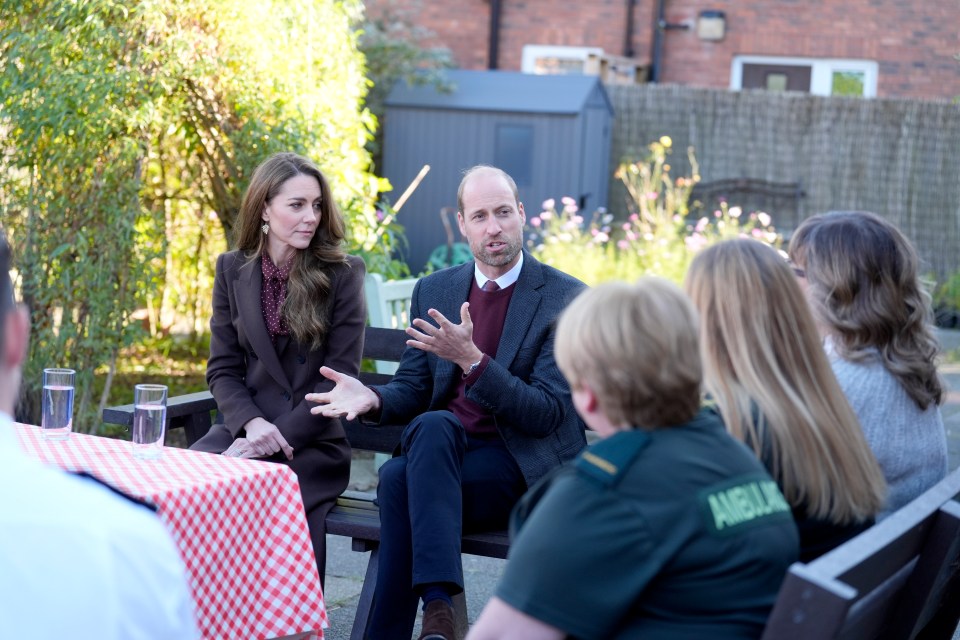 Kate and William sitting down with emergency responders and mental health practitioners