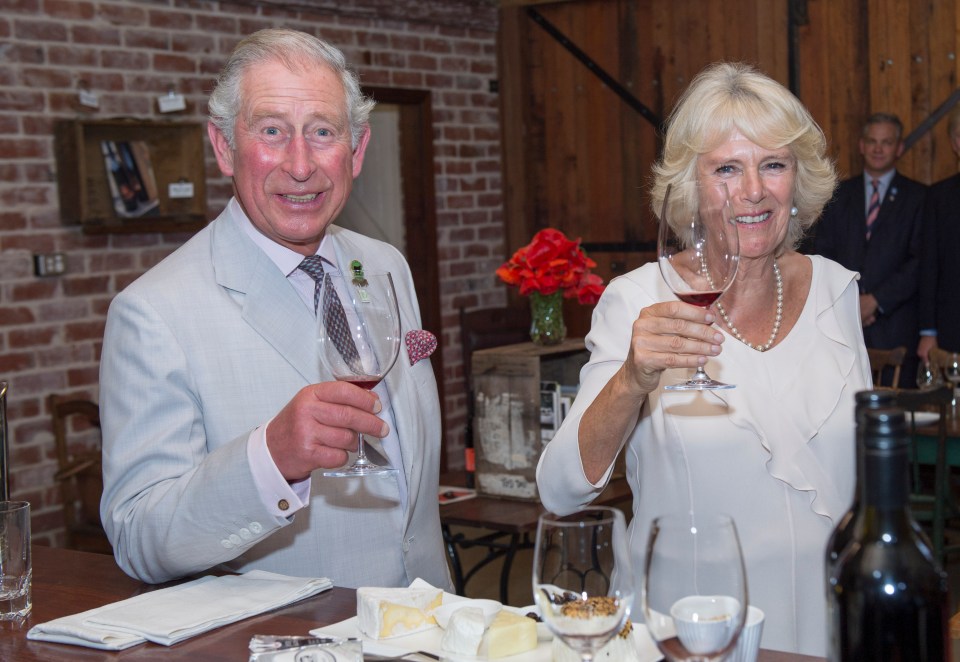 2015: Prince Charles and Camilla sample wine