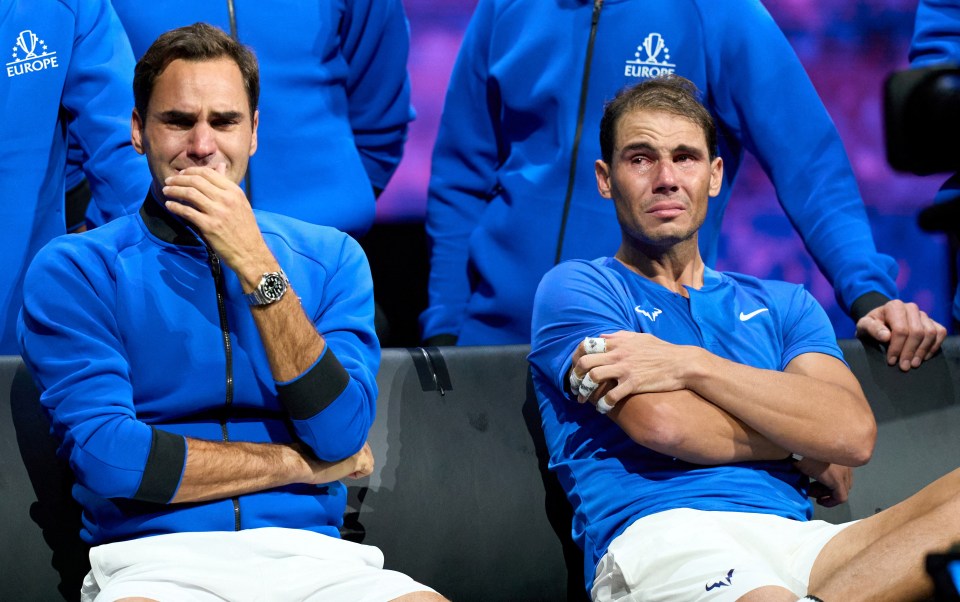 A tearful Nadal was alongside Federer when the Swiss great retired