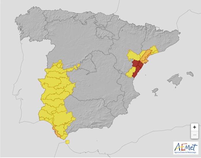 Rain warnings remain in place for parts of Spain today