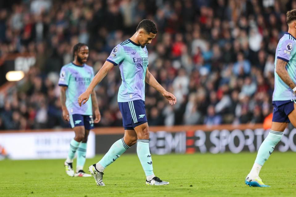 William Saliba was sent off on Sunday, marking the Gunners' third red card of the campaign