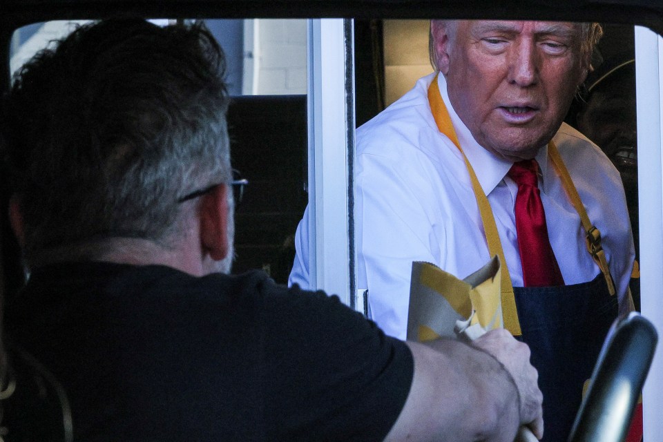 Trump also served drive-thru customers