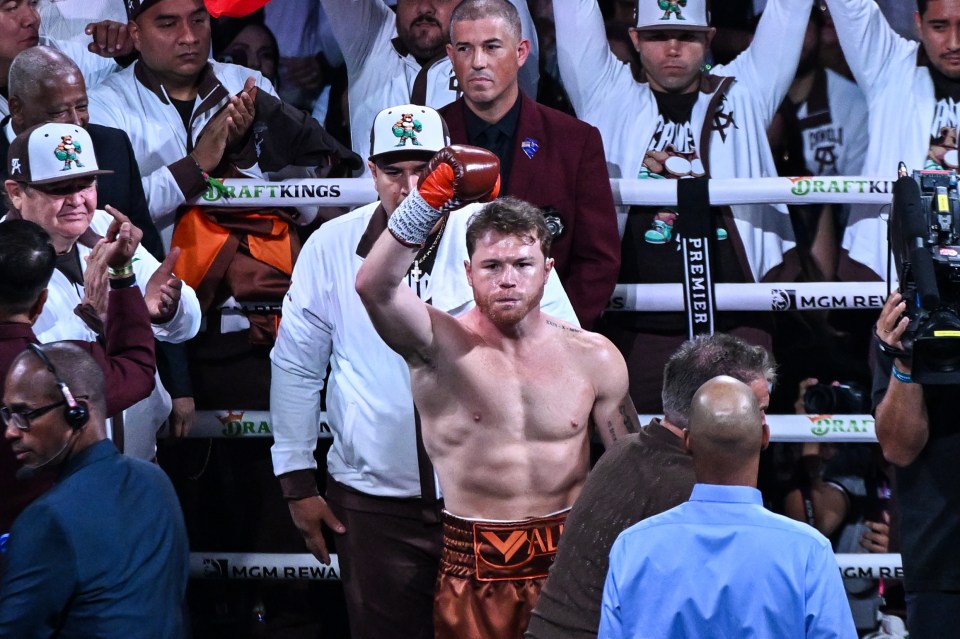 a man in boxing gloves stands in front of a premier boxing ring