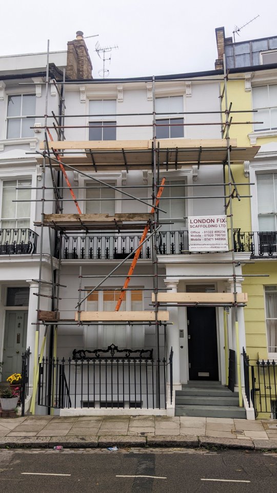 The house Airbnb plan to transform into the Brown's home currently has scaffolding outside