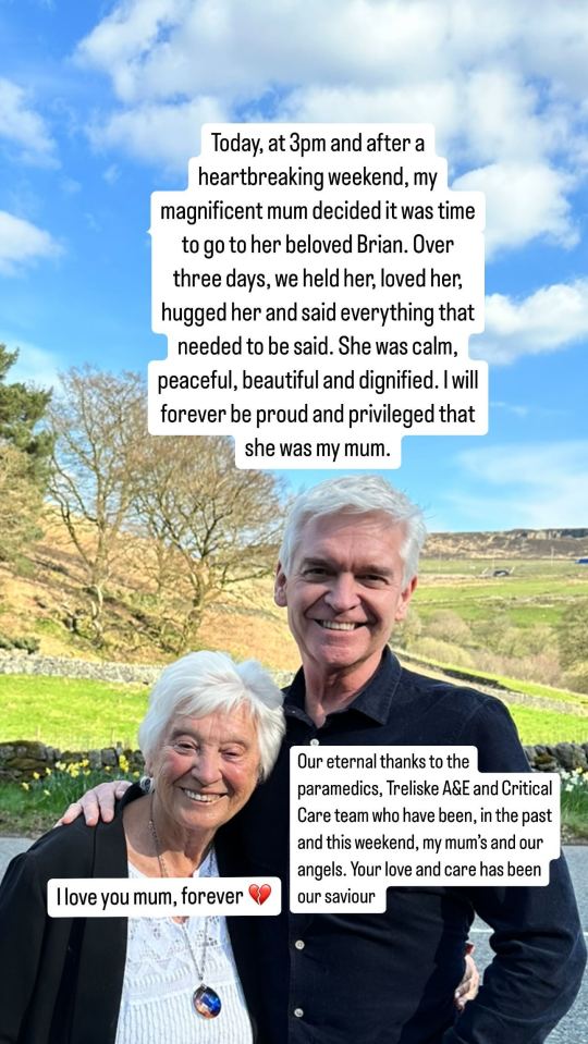 Phillip Schofield has emotionally announced the death of his mum