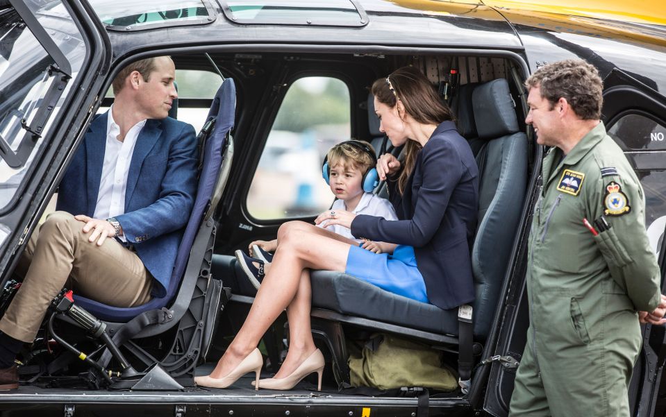 William, George and Kate in a chopper at RAF Fairford in 2016