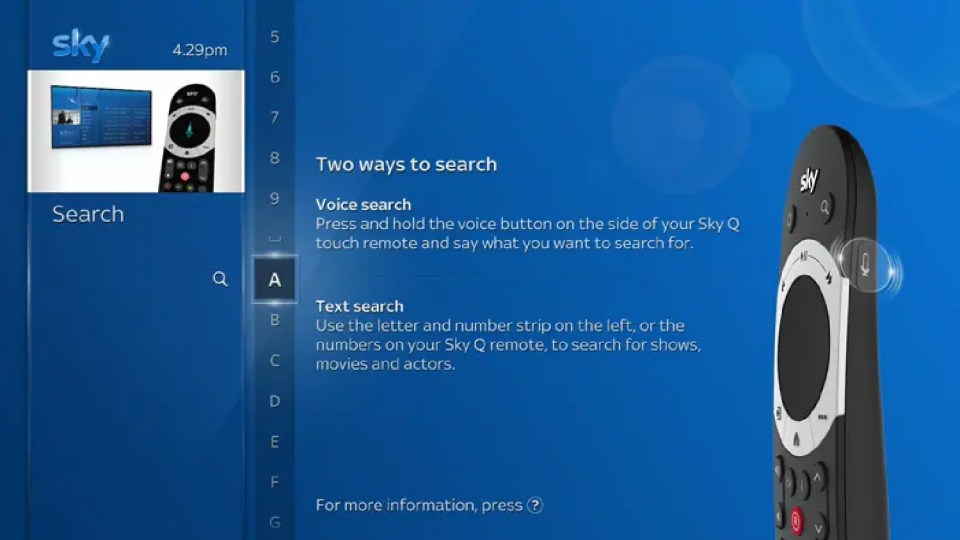 You can still text-search with a Sky voice remote – but often speaking to search is far quicker