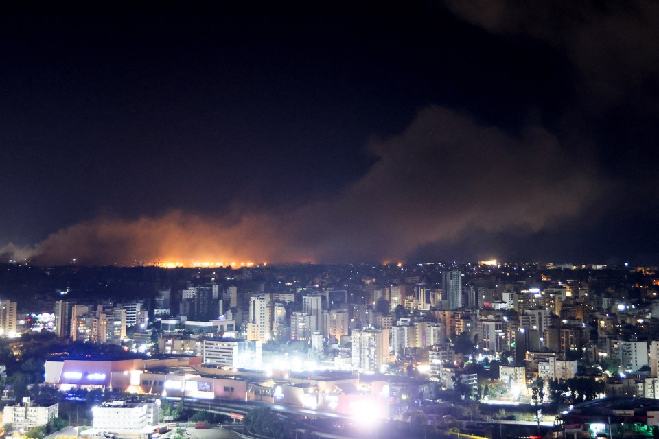 Plumes of black smoke could be seen filling the sky in Beirut