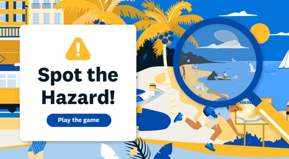 a poster that says spot the hazard and play the game