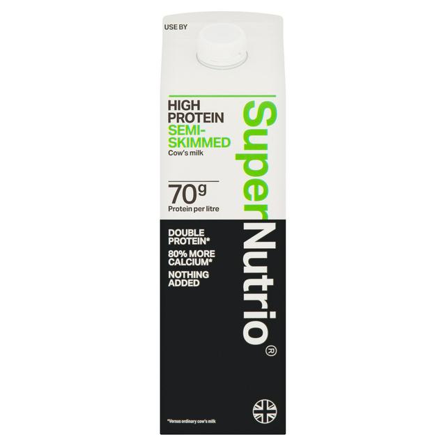 a carton of super nutrio high protein semi-skimmed cow 's milk