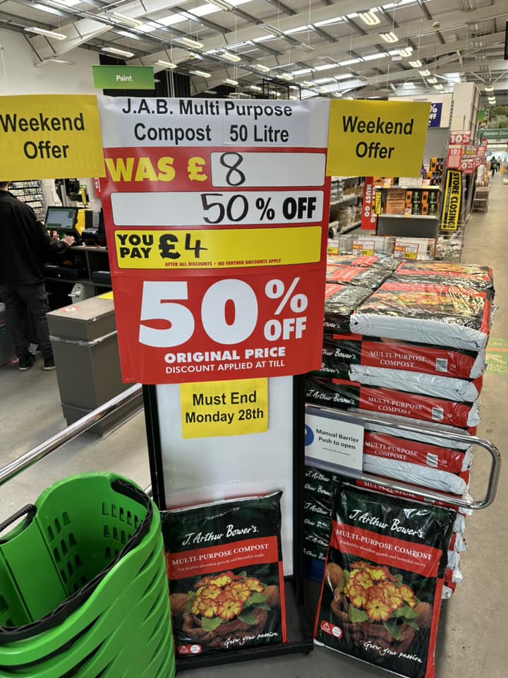 j.a.b. multi purpose compost 50 litre is 50 % off