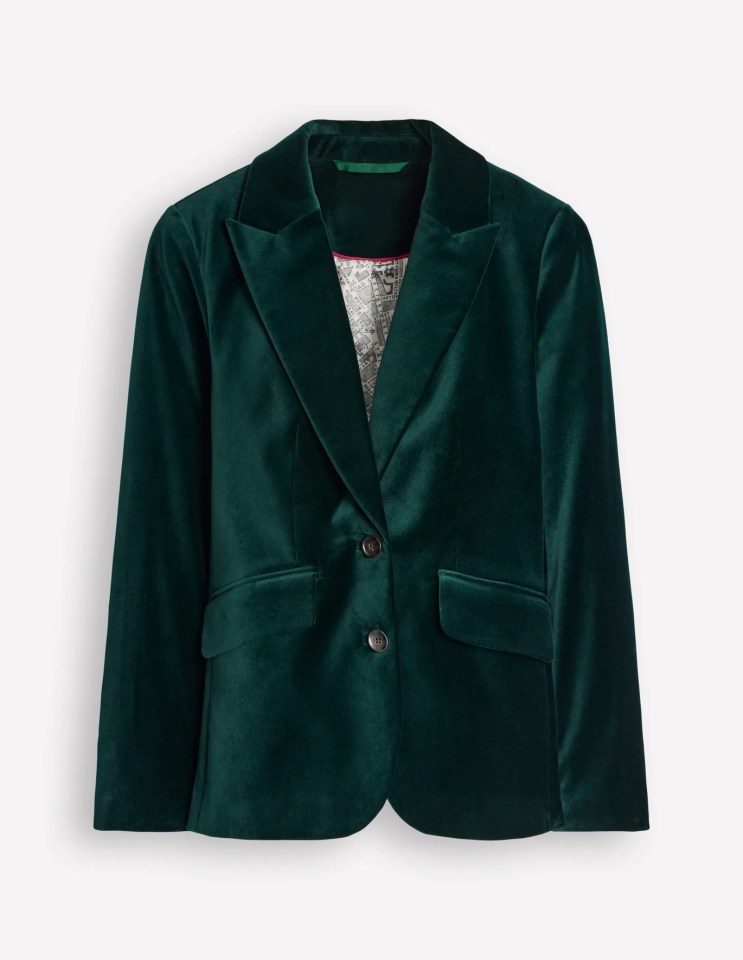 a green velvet jacket with a silver lining