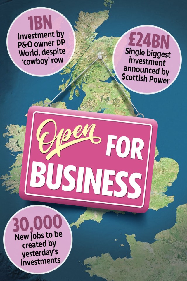 a sign that says open for business hangs over a map