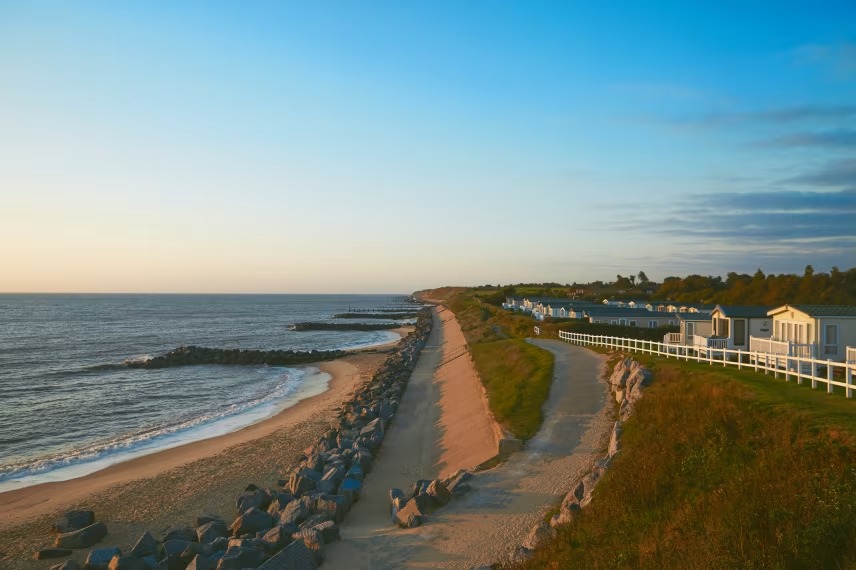 The Haven holiday park backs directly onto a beach