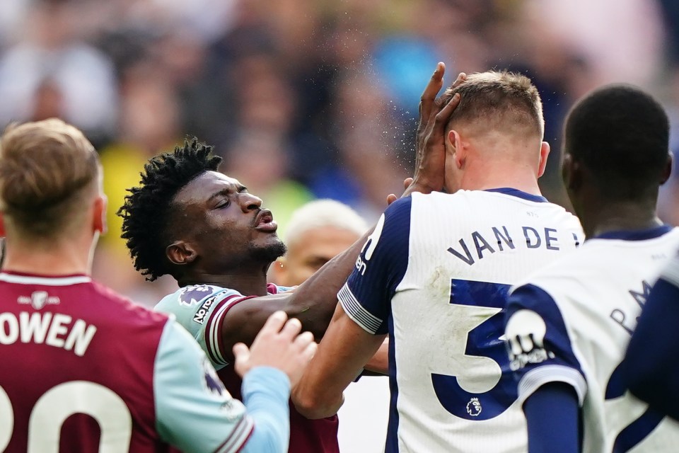 Kudus hit out at Micky Van de Ven during West Ham's defeat to Tottenham