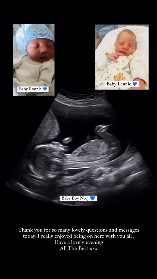 She also shared a video of her latest baby scan