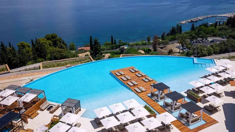 Take in the deep blues of the Ionian Sea from the infinity pool at Angsana Corfu