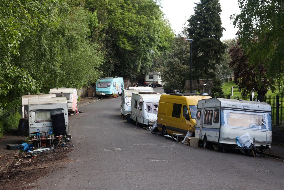 The vehicles include larger mobile homes and smaller caravans