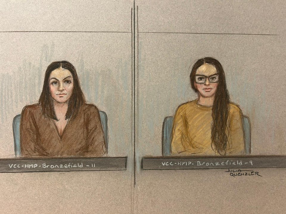 Court sketches of alleged spies Katrin Ivanova (left) and Vanya Gaberova at Westminster Magistrates' Court in September last year