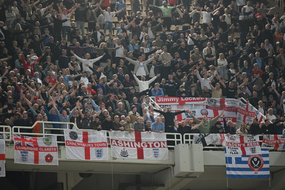 England fans eventually made it inside to watch the team win 3-0