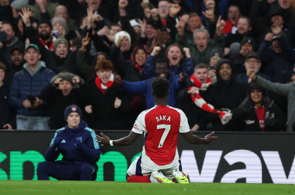 Buakyo Saka netted Arsenal's opening goal against Nottingham Forest