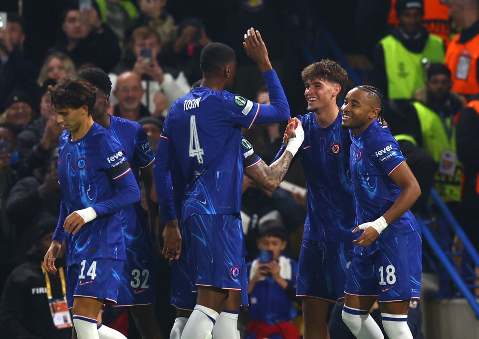 Chelsea celebrate their drubbing of Noah