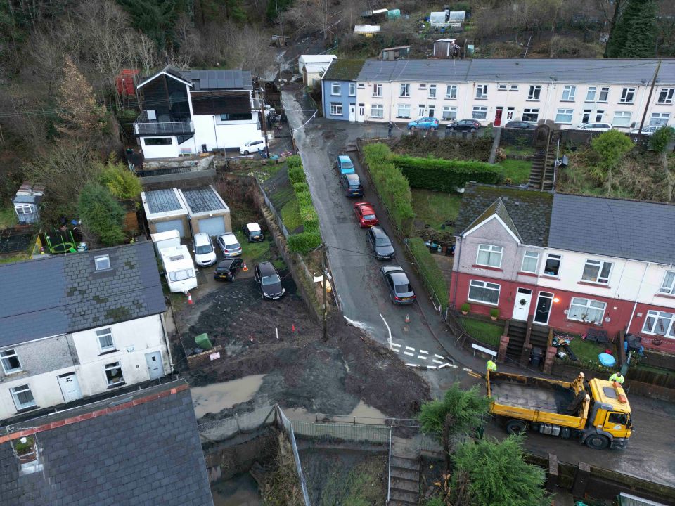 Families have been evacuated from their homes after a huge landslide flooded roads in the Cwmtillery area of Abertillery, Wales