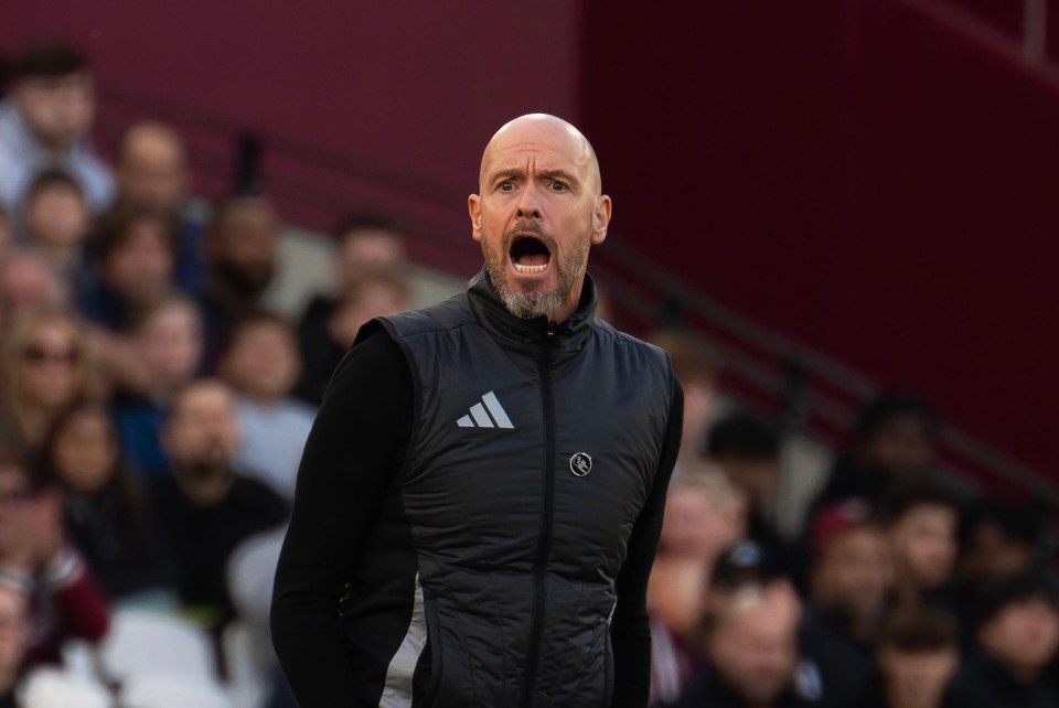 a bald man wearing an adidas vest shouts in front of a crowd