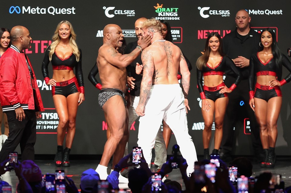 Mike Tyson slapped Jake Paul during the weigh-in for the pair's fight tonight