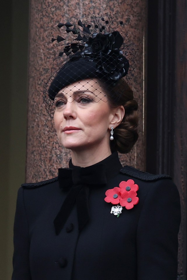 Catherine, Princess of Wales watches on from a balcony