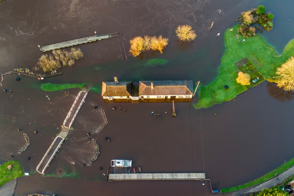 Flooding in the village of Naburn this morning near York