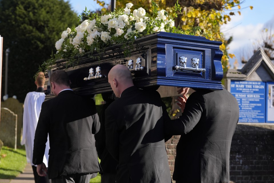 Liam Payne's coffin is carried into the funeral service