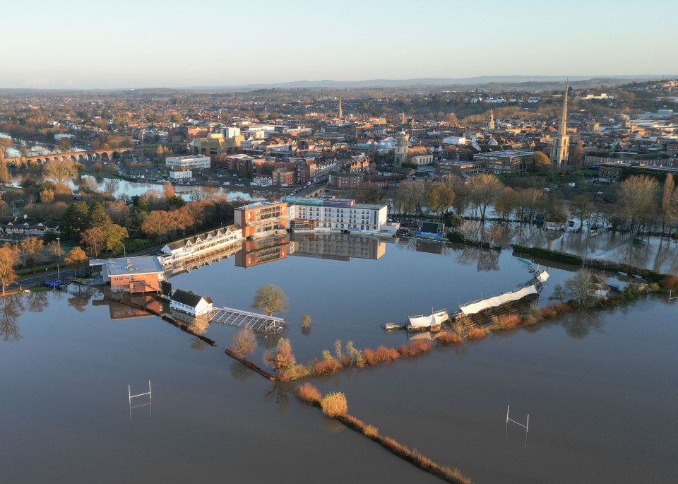 Worcestershire County Cricket Club was transformed into a lake after the storm