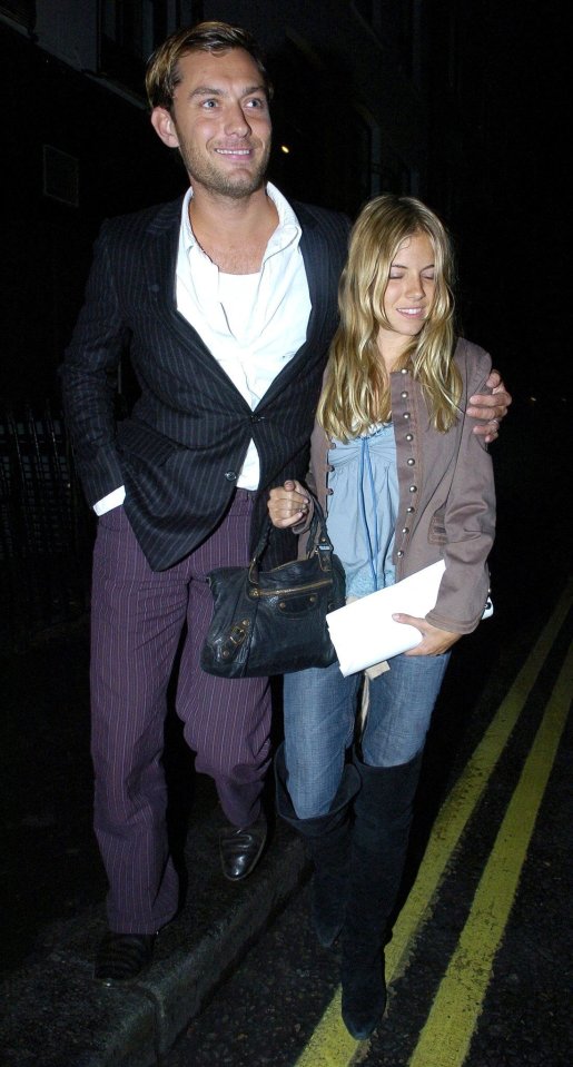 Jude Law and Sienna Miller leave the club together in 2005