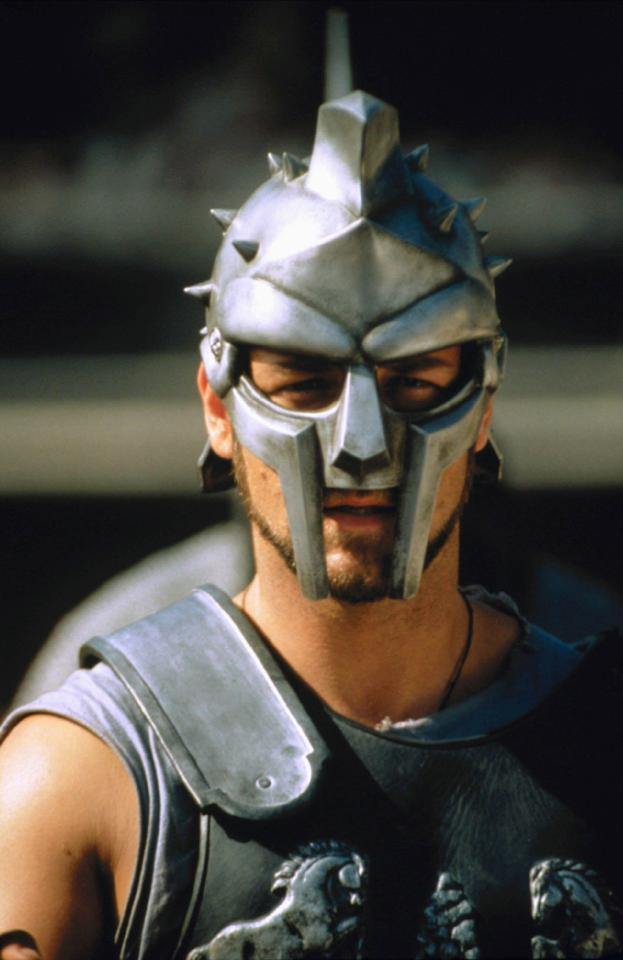 Russell Crowe playing Maximus Decimus Meridius in the first film