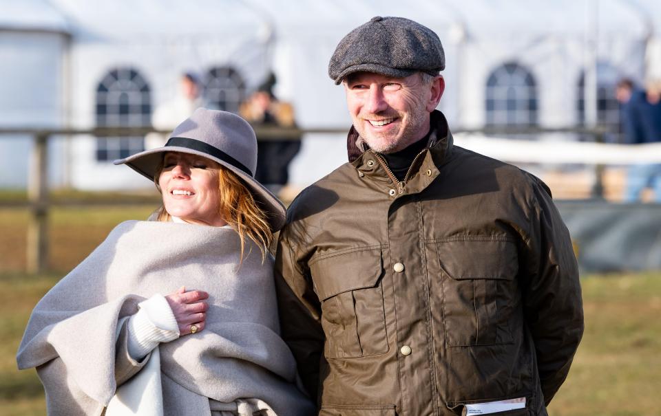 2MMFBBW Christian and Geri Horner at the Cocklebarrow Point to Point, to see their horse Quickly Now Please in action, who finished second in the Maiden