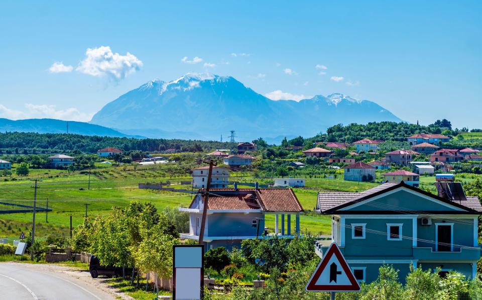 A scenic picture showing the village of Belsh, Albania